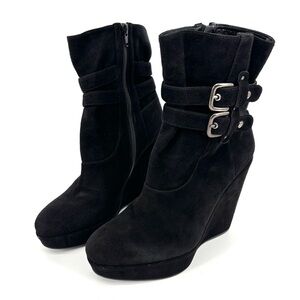 Stuart Weitzman Wedgeholster Suede Boots‎ Size 7.5 Black Wedge